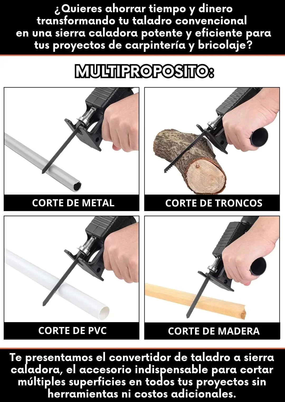 🔥🔫ADAPTADOR DE TALADRO A SIERRA CALADORA 🔫🔥